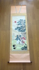 Antique Japanese Hanging Scroll Takasago Long Life Calligraphy Art, 178cm picture