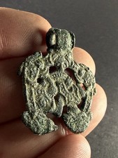 INCREDIBLE ANCIENT VIKING NORSE BRONZE AMULET - EXTENSIVE DECORATION - CA 900 AD picture