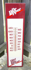 VINTAGE DR PEPPER & DIET DR PEPPER METAL THERMOMETER STOUT 28