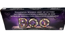 Halloween BOO Wood Light Up Letters 3D GiftCraft Cutout LED Black Purple White. picture