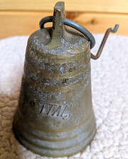 Vintage Hanging Metal Bell w/ Handle, Gray 4