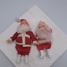 Vtg Christmas Santa Claus Doll Figure Cloth Suit White Boots Japan***read des picture