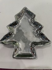Studio Nova Crystal Glass Christmas Tree Candy Dish Tray Platter Silver picture