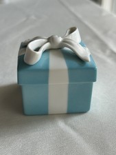Tiffany & Co. Blue Bow Porcelain Trinket Jewelry Box Made in Japan picture