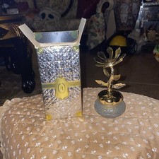 Avon Keepsake Elusive Cream Sachet Decorative Floral Glass Bottle Gold .66 oz picture