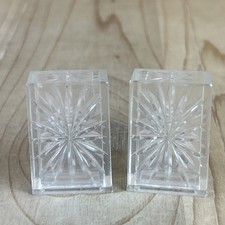 Mini Salt And Pepper Shakers Clear Lucite Sunburst Flower Design 1.5” 1950s picture