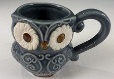 Boston Warehouse Trading Corp Blue Grey Owl Shaped Ceramic Mug Tea Cup picture
