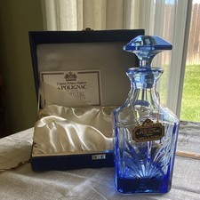 Cristal de Sevres Blue Crystal Empty Decanter 0.7L w/ Stopper, 2pc Set picture