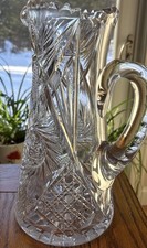Beautiful Antique American Brilliant Period ABP Cut Crystal 10 1/2 Pitcher Vase picture