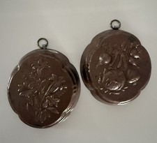 2 VTG BIA Cordon Bleu Italy Copper Mold - Flowers Vegetables 4 1/2