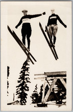Revelstoke BC Ski Jump Skiers Ski Jumping Winter Sports Real Photo Postcard D99 picture