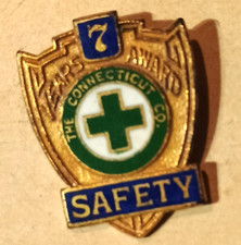 W & H-STERLING, The Connecticut Co. 7 Year Operator Safety Award Enamel Pinback picture
