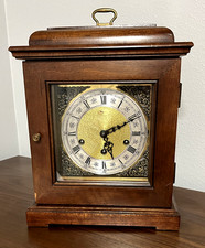 RIDGEWAY Vintage Wood Mantle Clock Two Jewels West Germany 2 Keys Tested Works picture