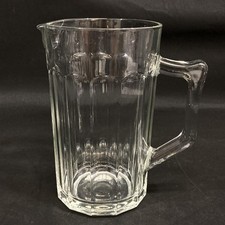 Vintage Ribbed Clear Glass Pitcher with Ice Lip 8.5