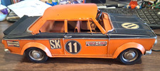 RUSTIC 1970's RETRO VINTAGE ORANGE & BLACK BWM-SIMCA STYLE METAL RACE CARS, 1/18 picture