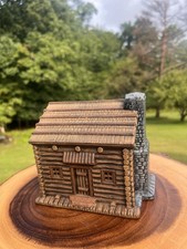 Vintage Byron Molds Log Cabin Ceramic Lighted Village House Rustic Lodge Decor picture