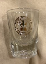 VNTG TUFTS UNIVERSITY GOLD ENGRAVED SHOT GLASS PAX ET LUX  SIGILLUM COAT OF ARMS picture