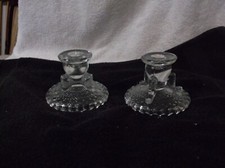 Clear Glass Candleholders 3-legged look Design 3-1/2