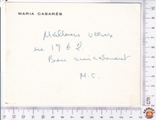 Maria Casarès French Actress Autograph New Year Note on Personal Card, 1962 picture