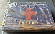 VTG Johnson & Johnson First Aid Box 8161 Metal Medicine Advertising Made in USA  picture