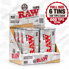 RAW Arctic Camo Pre-Rolled Tips Full Box 6 Limited Edition Tins 600 Total picture