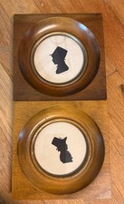 Antique 19th century Silhouette Set Wooden Wall Decor-2 picture