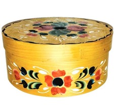 Vintage Norwegian Hand Painted Rosemaling Wooden storage box Norway  picture