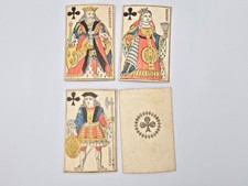 Antique French Playing Cards - Clubs Honor cards - 1816 Paris Woodblock Printed picture