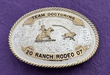 VTG Western USA  2007 Team Doctoring Ranch Rodeo Montana SS Trophy Belt Buckle picture