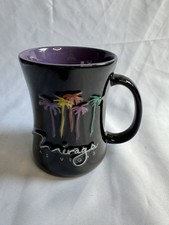 Las Vegas Mirage Hotel Casino Black Coffee Mug Palm Trees Logo Purple Inside picture