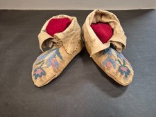 Antique Native American Beaded Adult Moccasins with Floral Design picture