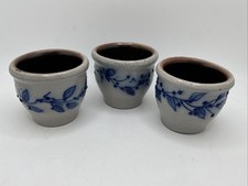 2” Salmon Falls Pottery Blueberry Vine Salt-Glazed Votive Candle Cup SET OF 3 picture