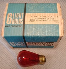 Vintage Sylvania 11 Watt S14 Transparent Orange Ruggedized Bulb 6 Pk picture