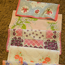 Vintage Lot of 10 Floral Print Handkerchiefs / Hankies - Pink Florals Mainly picture