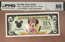 1998 Minnie Mouse $10 Disney Dollar View of Disneyland PMG Certified 66 EPQ picture