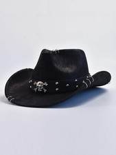 Faux Leather Vintage Western Cowboy Hat For Men Gentleman Jazz Hats Panama Cowgi picture