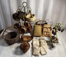 Primitive Small/ Mini Basket Lot Various Styles Colors And Sizes 37 Pieces picture