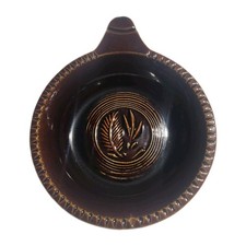 Hull Pottery Small Dish Brown Embossed Wheat Mirror Glaze USA Vintage picture