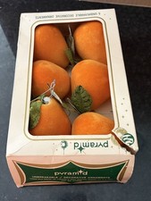 Vintage Pyramid Peach Fruit Ornaments Set of 6 Unbreakable Original Box picture