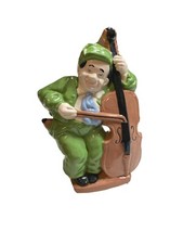 Vintage Signed C.A. Hall Ceramic Wall Hanging Decor Cello Bass Violin Man Music picture