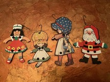 Vintage Poseable Cardboard Santa Claus Snowman Doll Christmas Ornament Lot Japan picture