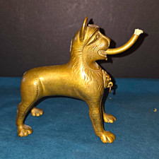 Antique Erhard & Sohne Bronze Brass Lion Aquamanile Oil Lamp Marked - AS-IS picture
