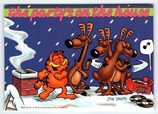 Garfield Cat Christmas Postcard Reindeer Roof Party Records Music Jim Davis 1978 picture