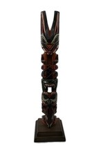 Vintage Hand-Carved Wooden Northwest Coast Totem Pole Signed by Ray Williams picture