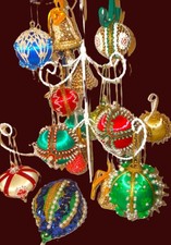 Vtg Christmas Lot 18 Hand Beaded Sequined Victorian Style Ornaments picture