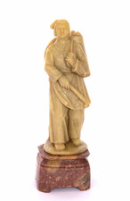 Chinese Cultural Revolution Soapstone Carved Carving Farm Girl Figure Statue picture