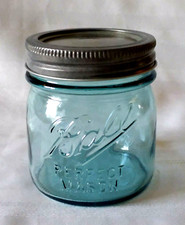 BALL HALF 1/2 PINT BLUE MASON Jar -