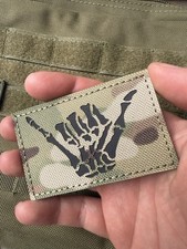 Hang Loose IR Infrared Bone Morale Patch Aloha Hawaii Skeleton Surfer Multicam picture