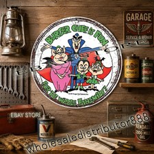 fast food restaurant cartoon characters 1970s Burger Chef and Jeff Tin Wall 12in picture