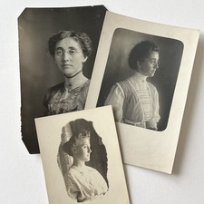 Antique Sepia Snapshot Photograph Beautiful Thoughtful Woman Lot Glasses picture